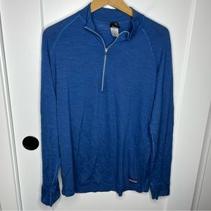 Patagonia Blue Quarter Zip Merino Wool Long Sleeve Base Layer Size XL